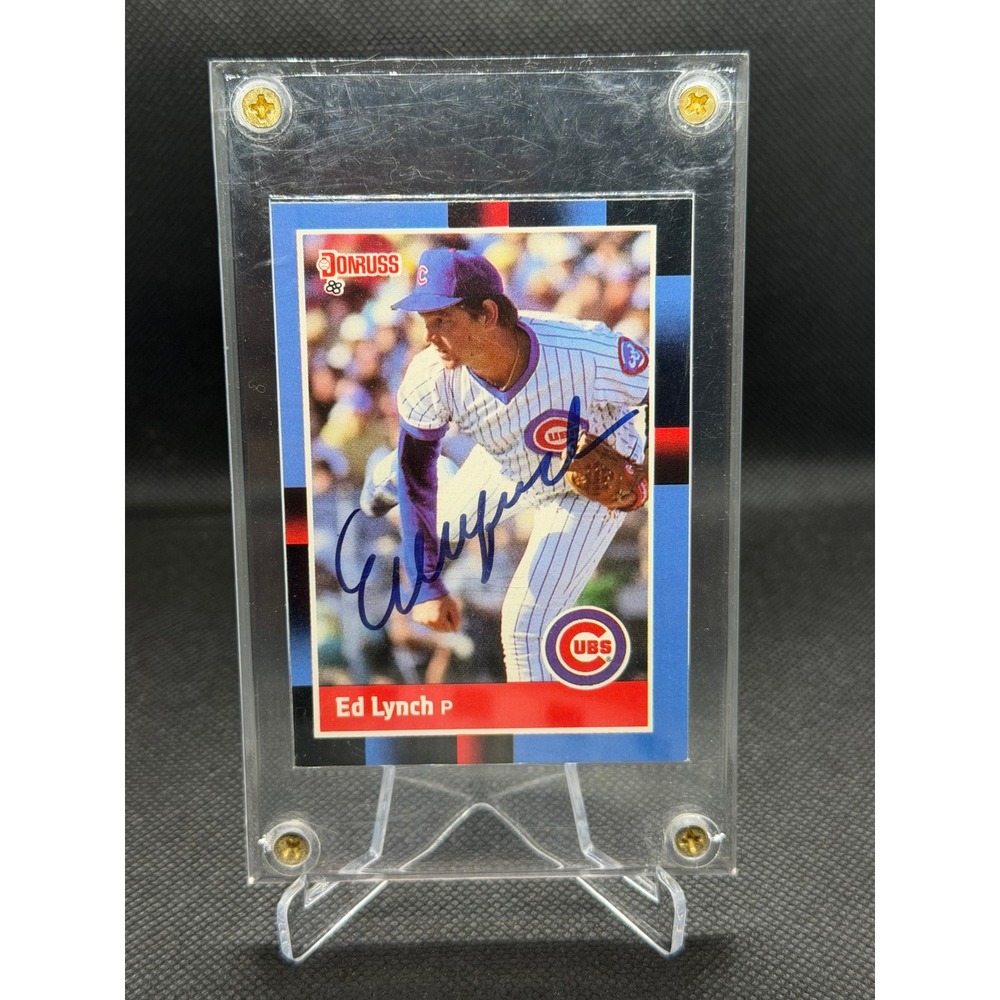 1988 Donruss Ed Lynch Chicago Cubs Signed Baseball Card Autograph #77 Blue Ink